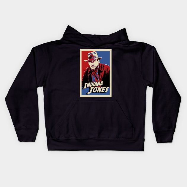 Indiana Jones Pop Art Style Kids Hoodie by mia_me